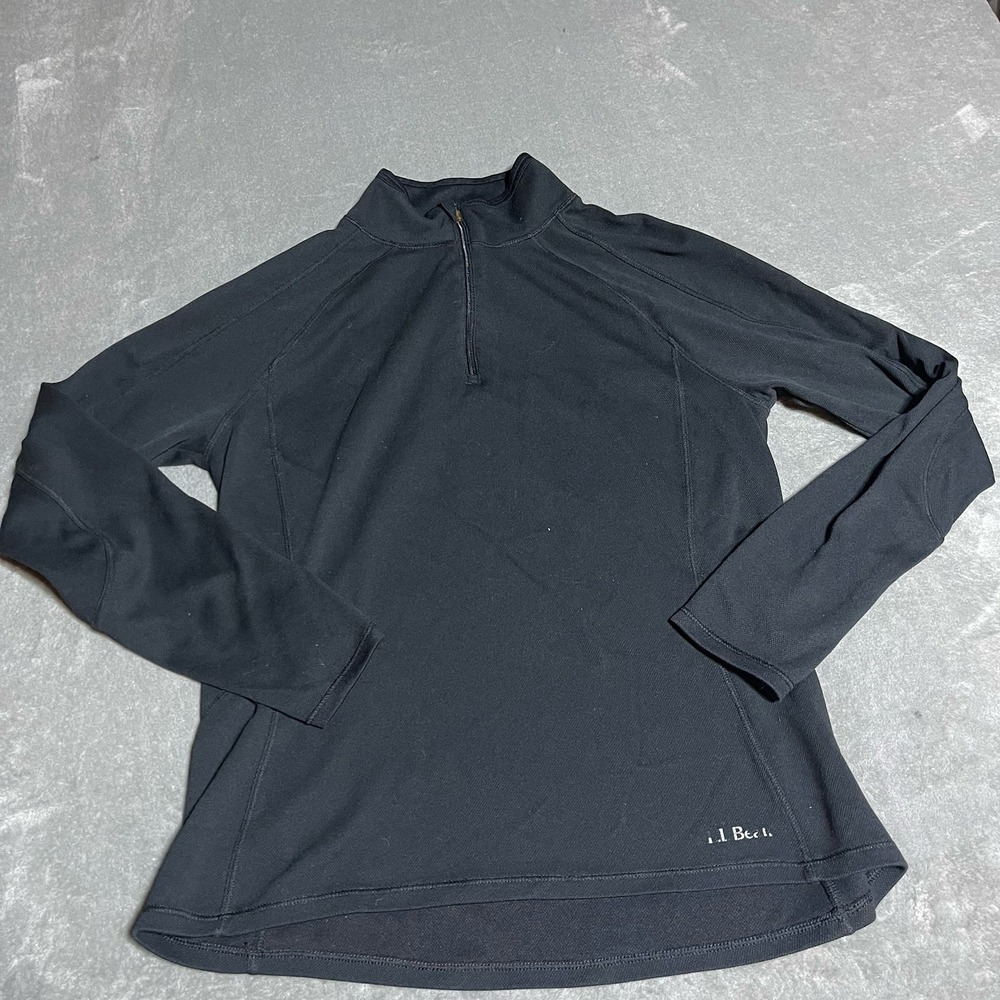 LL Bean 1/4 Zip‎ Pullover Mens Large Black Midweight Long Sleeve Outdoors Active